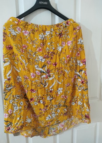 Sarı Çiçekli Düğmeli Midi Hamile Etek - Görsel 3