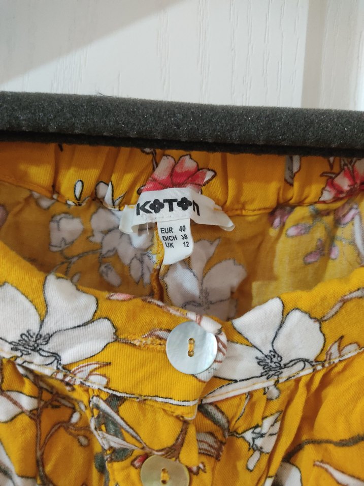 Sarı Çiçekli Düğmeli Midi Hamile Etek - Görsel 2