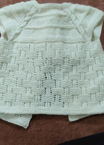 Beyaz Bohem Örgü Kız Yeleği - Görsel 2