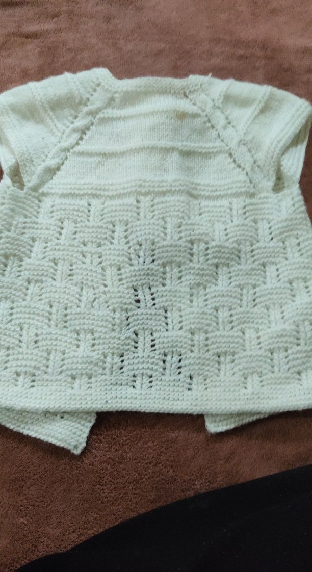 Beyaz Bohem Örgü Kız Yeleği - Görsel 2