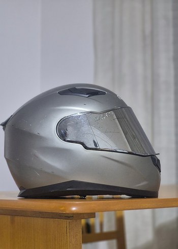 Gri Metal Kaplamalı Motosiklet Kaskı ayna vizöt - Görsel 3