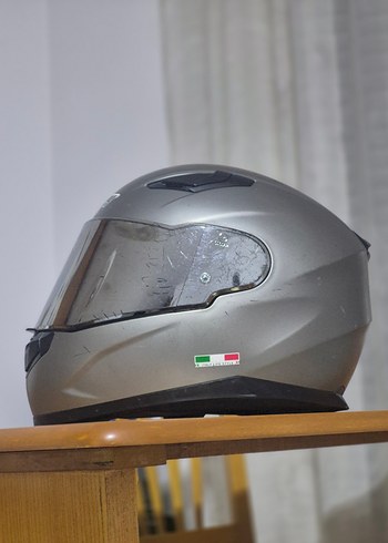 Gri Metal Kaplamalı Motosiklet Kaskı ayna vizöt - Görsel 2