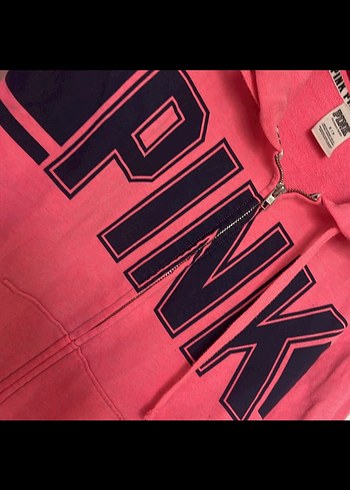 Pembe Kapüşonlu Fermuarlı Sweatshirt - Görsel 3