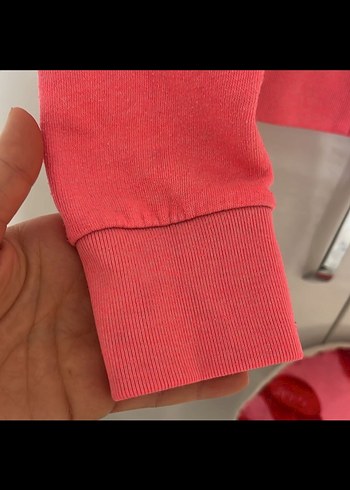 Pembe Kapüşonlu Fermuarlı Sweatshirt - Görsel 4