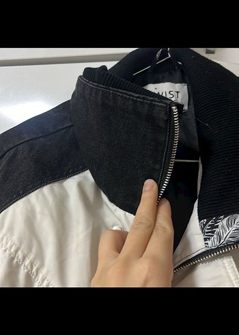 Desenli Siyah Midi Kadın Ceket - Görsel 4