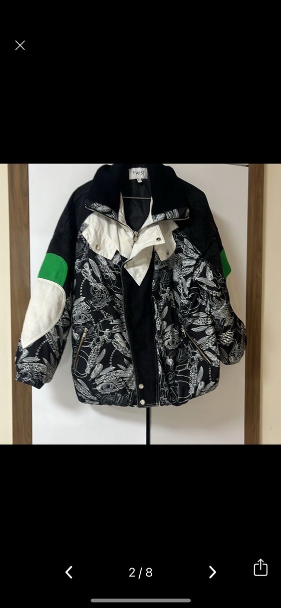 Desenli Siyah Midi Kadın Ceket - Görsel 2