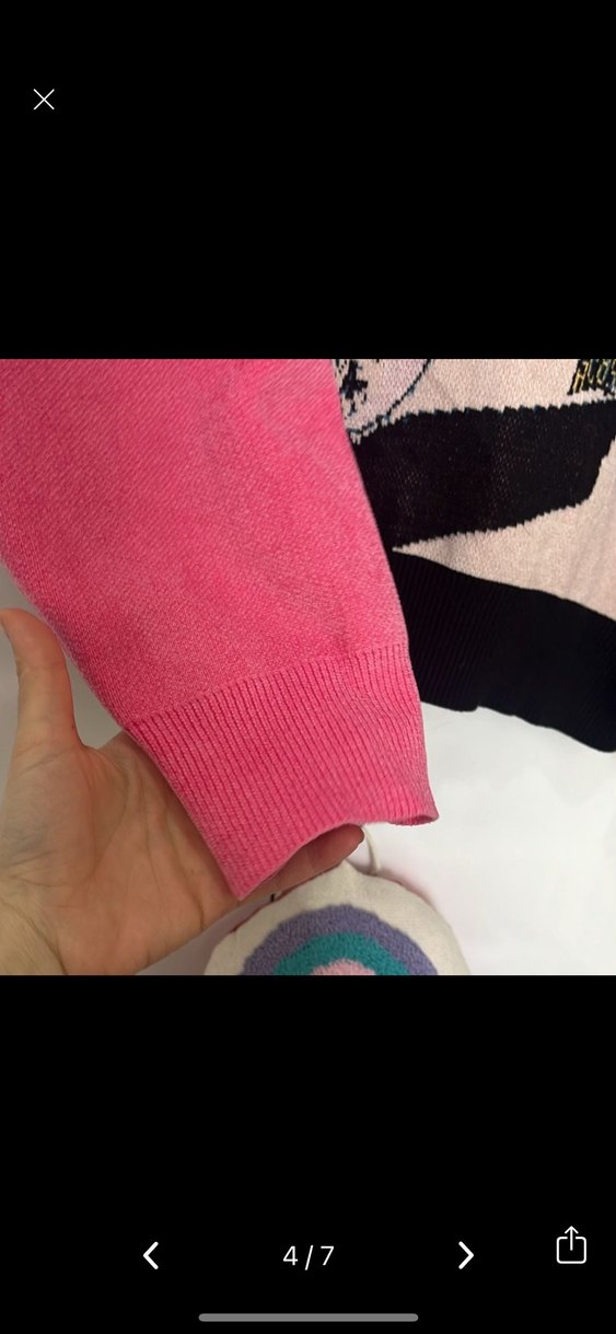 Renkli Baskılı V Yaka Örgü Kadın Kazak - Görsel 3