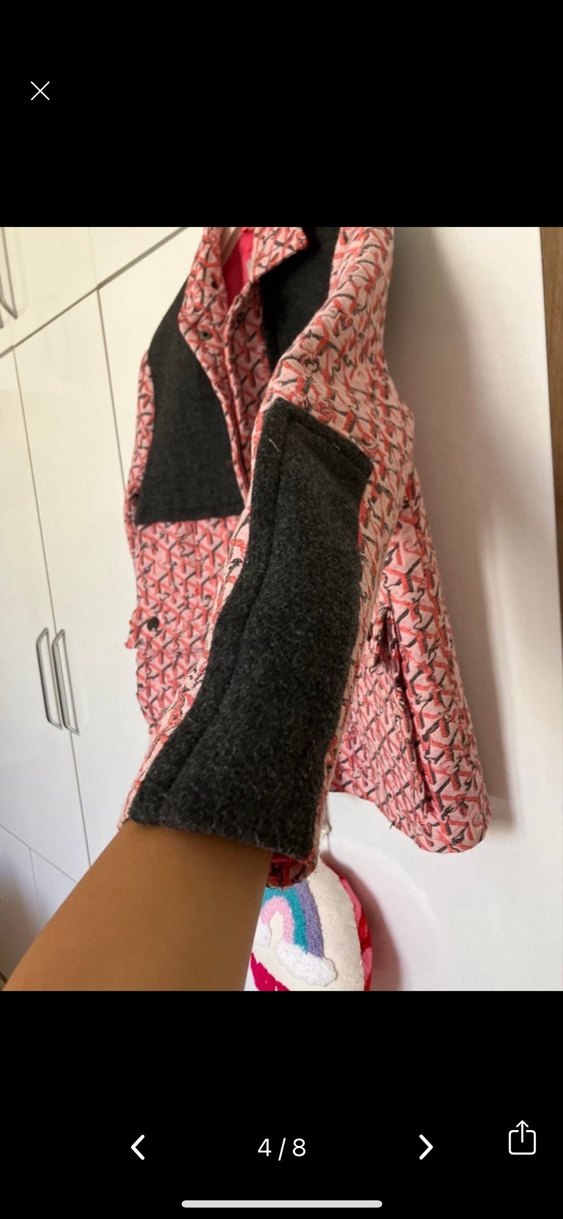 Pembe Desenli Kadın Mini Ceket - Görsel 3