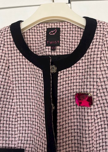 Düğmeli Mini Pembe Parisian Ceket - Görsel 3