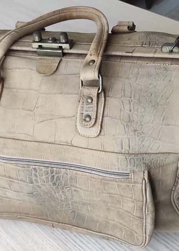 Bej Deri Vintage Kadın Çantası - Görsel 4