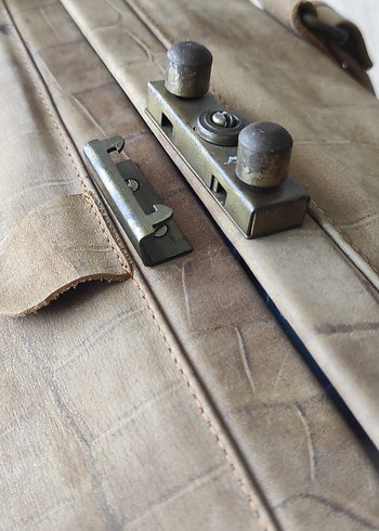 Bej Deri Vintage Kadın Çantası - Görsel 5