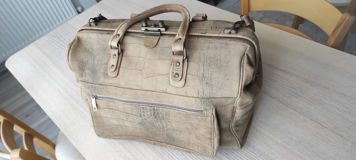 Bej Deri Vintage Kadın Çantası - Görsel 4