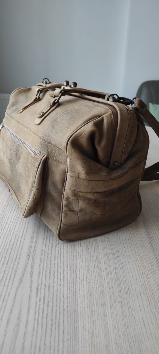 Bej Deri Vintage Kadın Çantası - Görsel 3