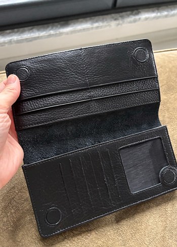 Siyah Orijinal Deri Kadın Cüzdanı - Görsel 6