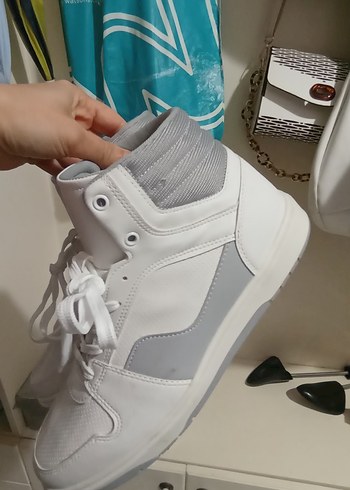 sıfır Beyaz Gri Bağcıklı erkek Spor Ayakkabı - Görsel 2