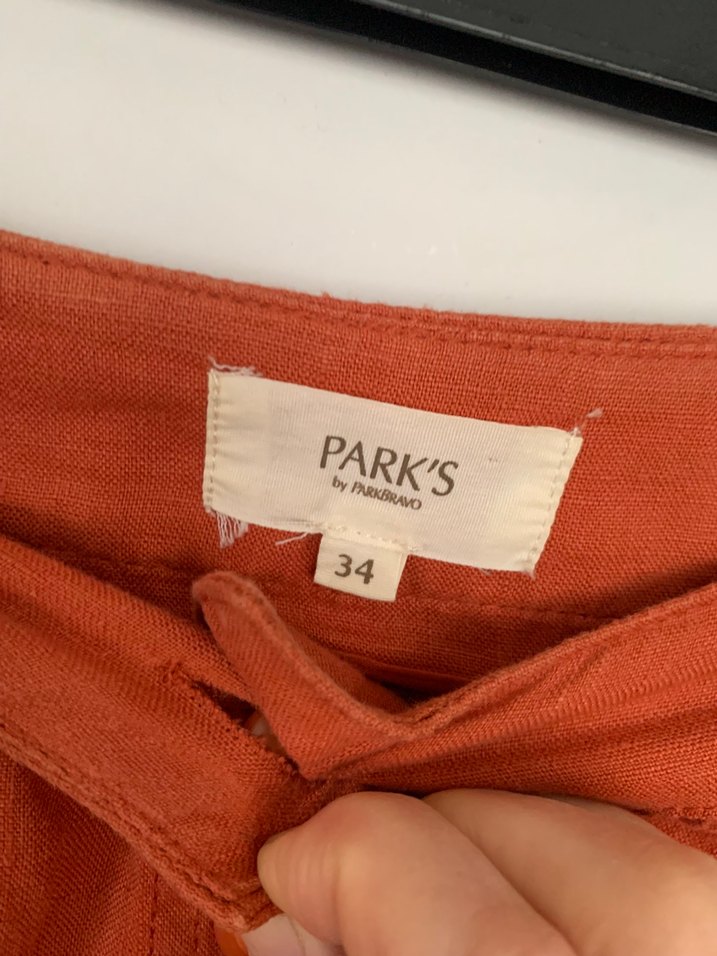 Düğmeli Keten Kadın Midi Etek - Görsel 3