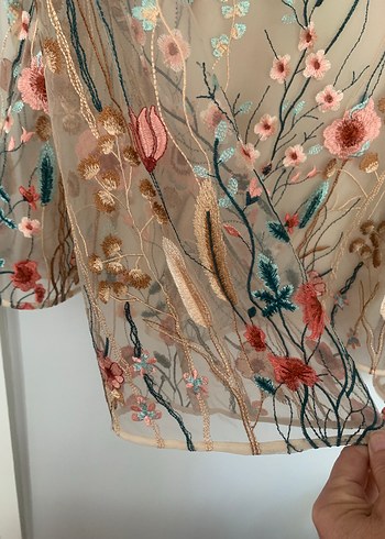 Nakışlı Transparan Uzun Kollu Bluz - Görsel 7