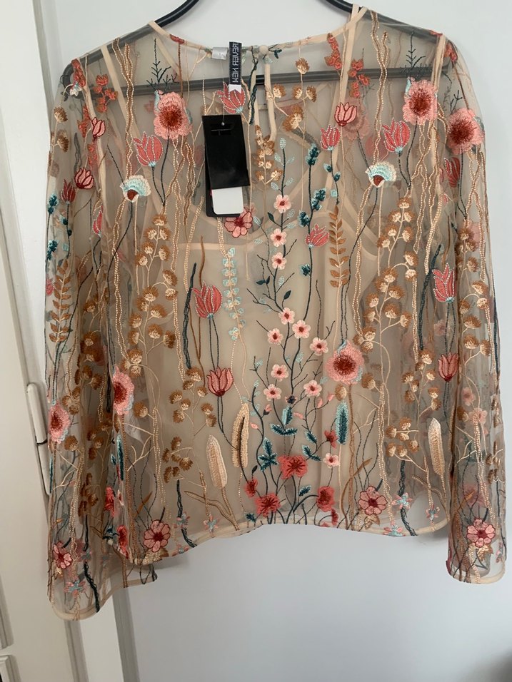 Nakışlı Transparan Uzun Kollu Bluz - Görsel 2