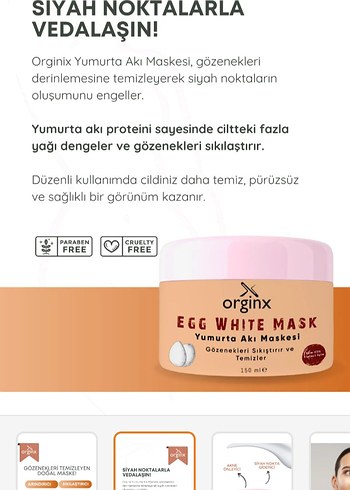 orginx Yumurta Akı Maskesi 150 ml