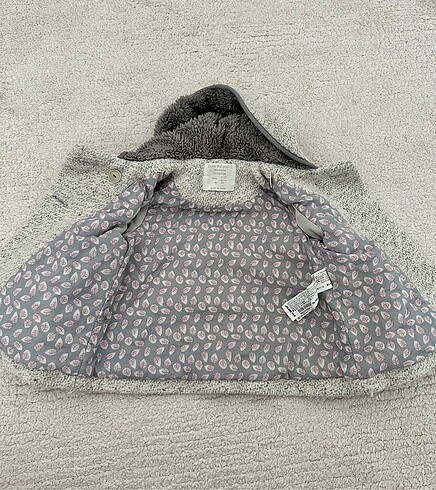 9-12 Ay Beden gri Renk Zara kids kız bebek kaşe mont.