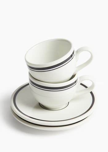 H&M Home Siyah Çizgili Beyaz Fincan 2 li takım