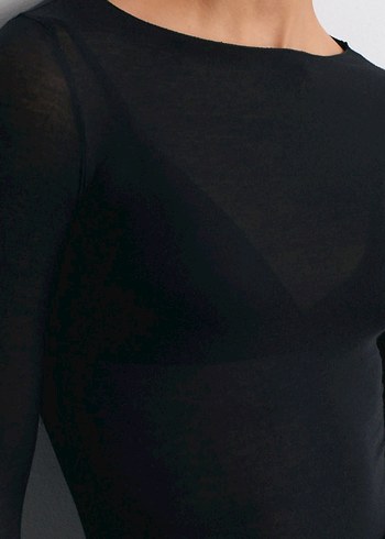 Kadın kaşmir dokulu transparan bluz - Görsel 3