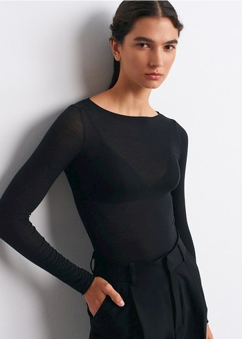 Kadın kaşmir dokulu transparan bluz - Görsel 2