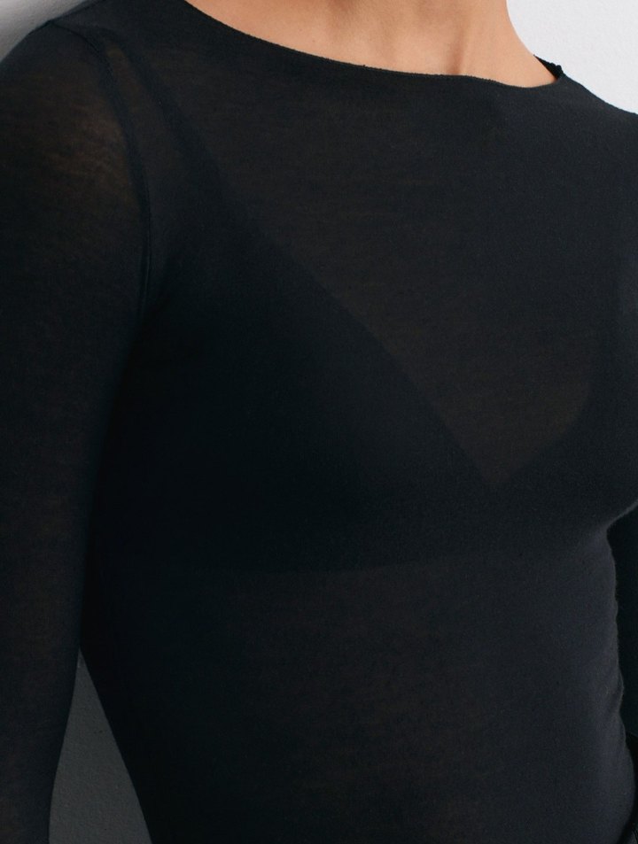 Kadın kaşmir dokulu transparan bluz - Görsel 3