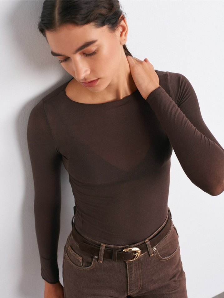 transparan basic Kadın Bluz - Görsel 2