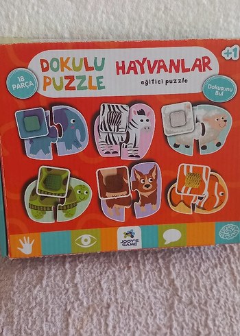 18 Parçalı Dokulu Hayvanlar Eğitici Puzzle