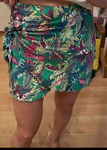 Yeşil Desenli Bohem Mini Şort - Görsel 6