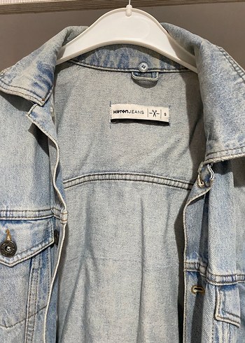 Koton Düğmeli Gri Mavi Kadın Denim Ceket