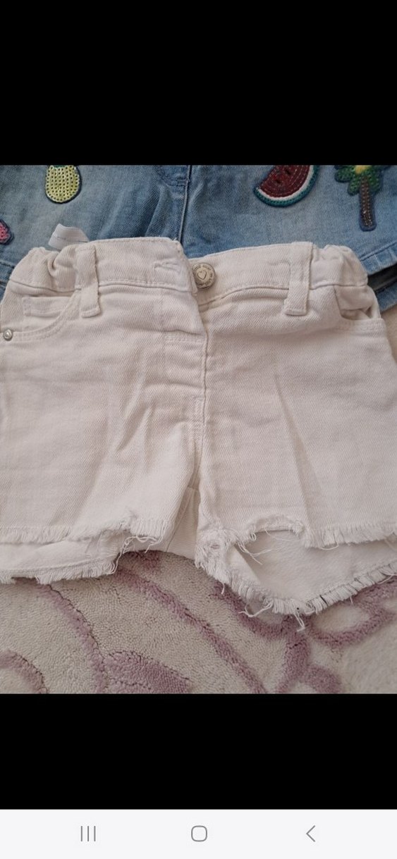 Nakışlı Beyaz Düğmeli Denim Kız Şortu - Görsel 2