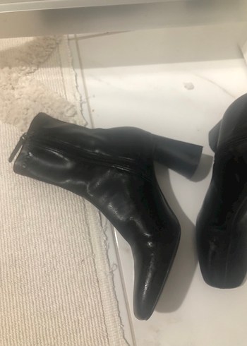 37 Beden Siyah Deri Stiletto Topuklu Kadın Bot