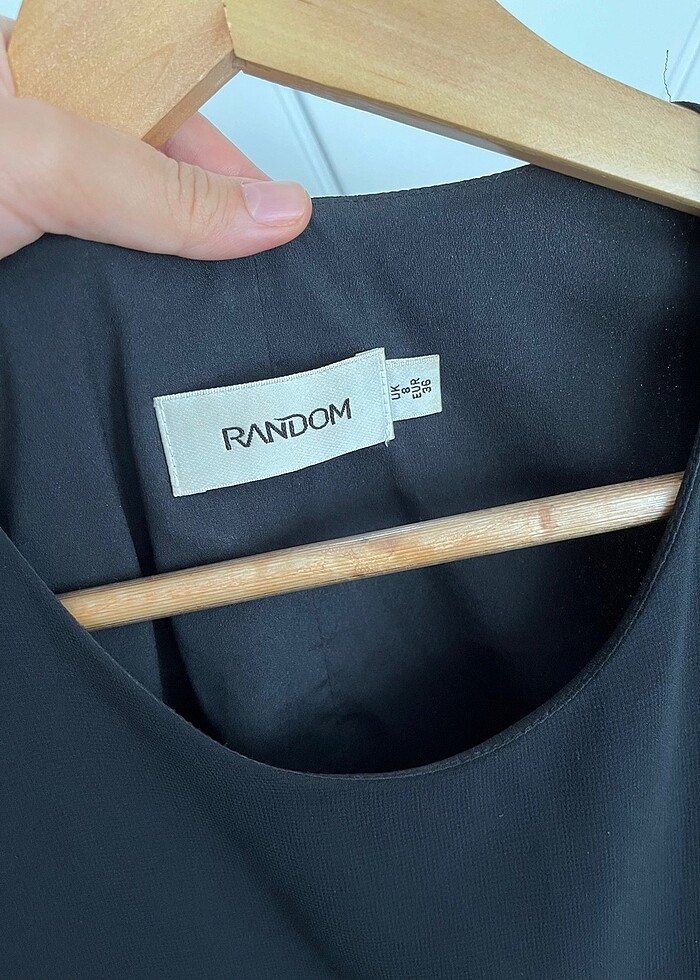 Random marka siyah asimetrik kesim elbise - Görsel 3