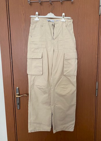 Bej Bol Kesim Kemerli kadın Pantolon