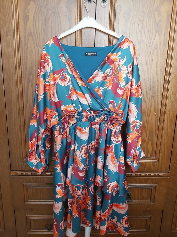 renkli saten elbise - Görsel 2