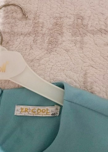 Turkuaz Uzun Kollu Drape Detaylı Uzun Elbise - Görsel 2