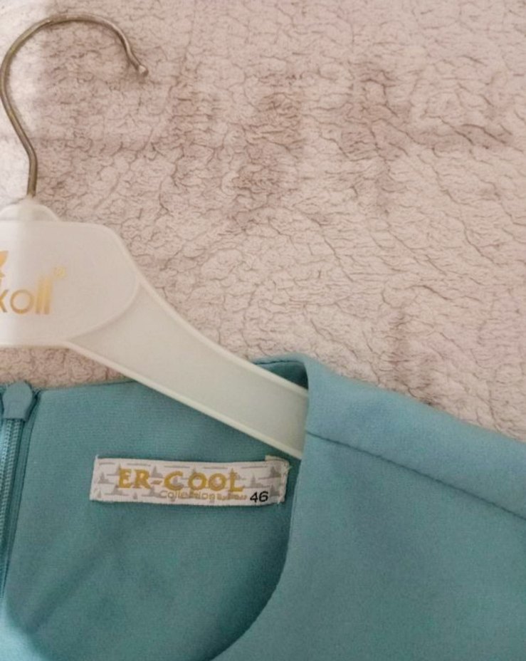 Turkuaz Uzun Kollu Drape Detaylı Uzun Elbise - Görsel 2