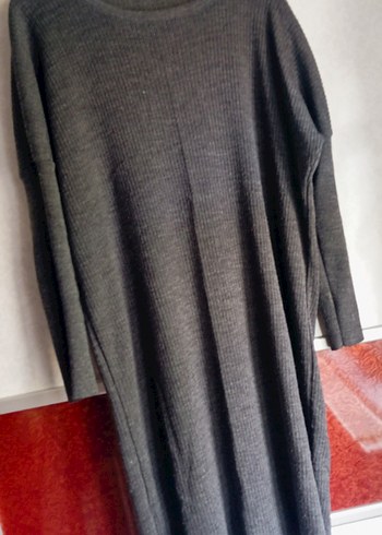 Gri Yünlü Uzun Triko tunik - Görsel 2