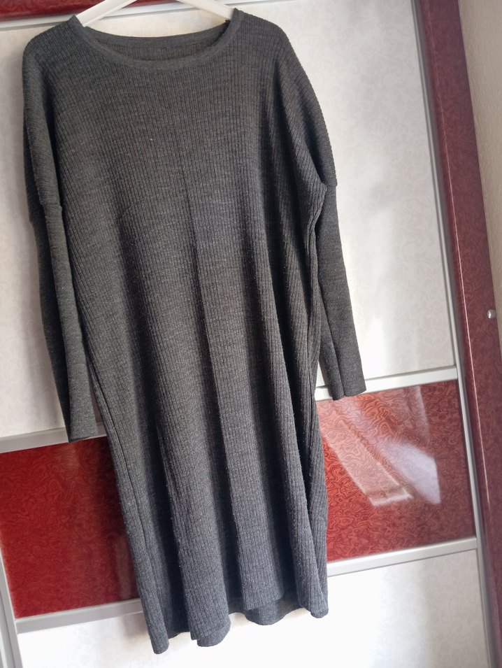 Gri Yünlü Uzun Triko tunik - Görsel 3