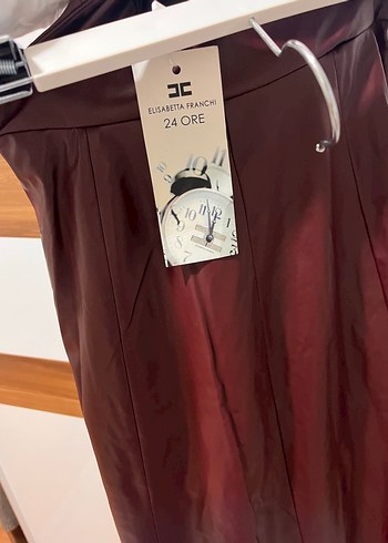 Bordo Deri Uzun Etek, Kemerli, Bohem Stil - Görsel 7