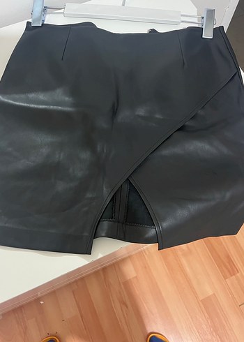 Siyah Deri Kemerli Midi Mini Etek - Görsel 2