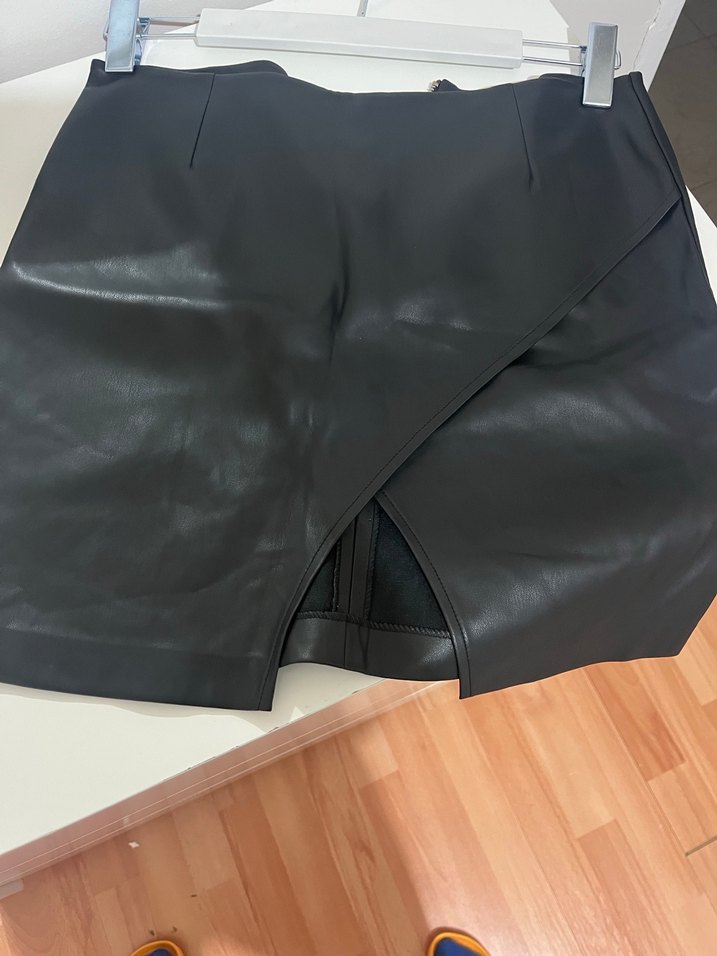 Siyah Deri Kemerli Midi Mini Etek - Görsel 2