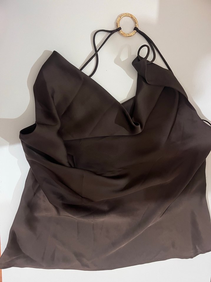 Kahverengi Drapeli Kadın Wrap - Görsel 3