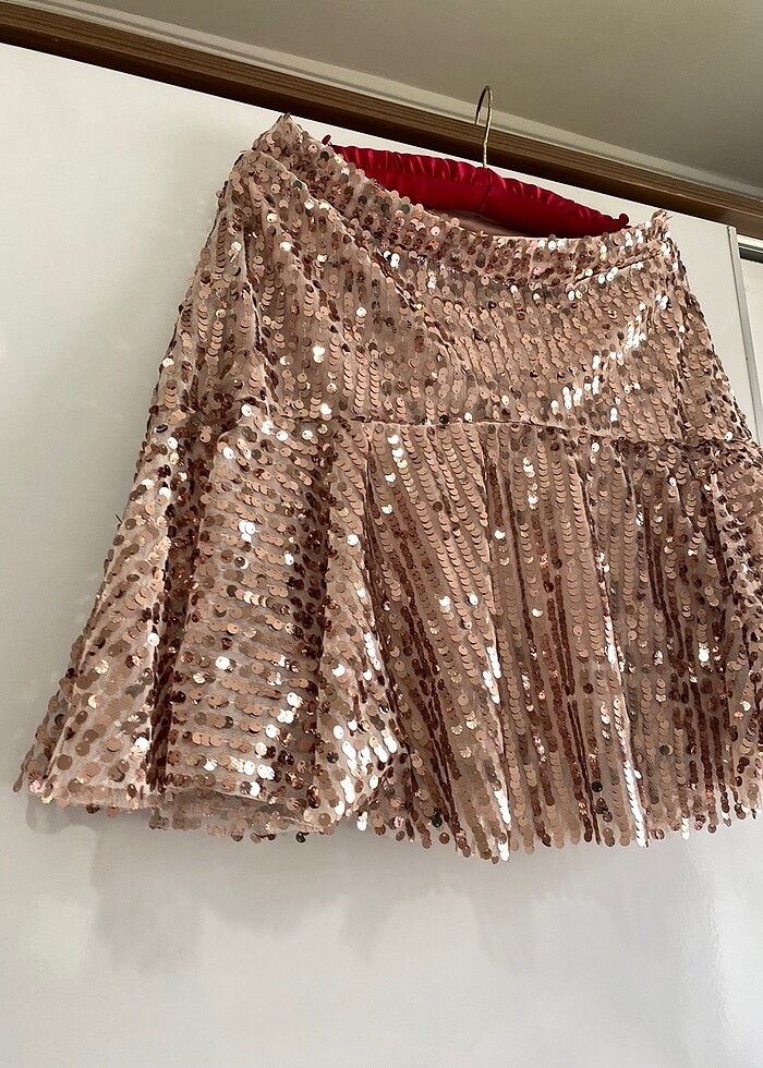 Pul payet krem kiloş etek - Görsel 2