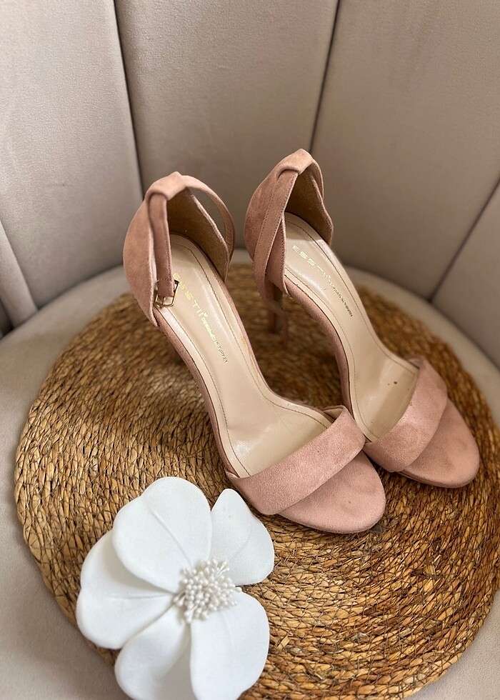 Nude numuk topuklu sandalet - Görsel 4