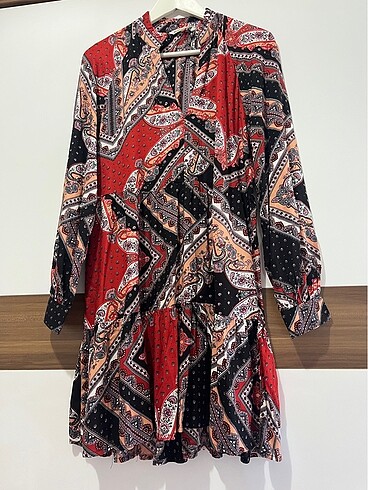 Desenli vintage elbise