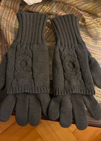 Gri Örgü Eldiven ve Bere Atkı Seti - Görsel 3