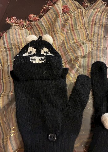 Siyah Örgü Goth Parmaksız Eldivenler - Görsel 2